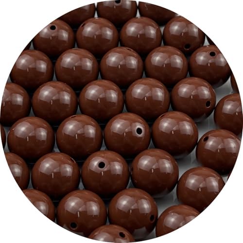40pcs Acrylic Round Beads for Crafts 18mm Resin Candy Color Spacer Beads with Hole for Jewelry Making Sewing Crafts Decoration Necklaces Bracelets Earrings Supplies(Brown) by Unknown