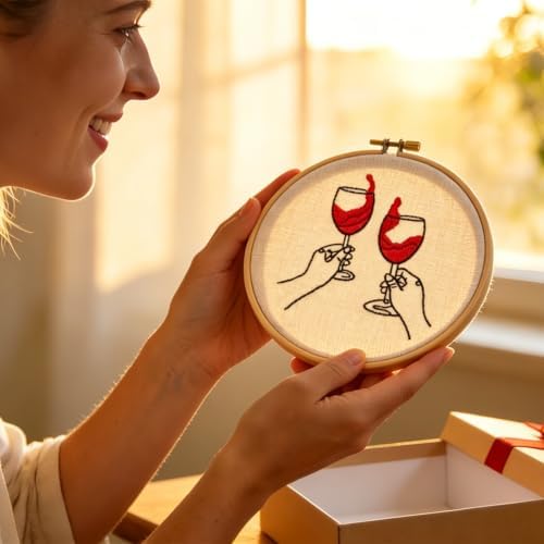 Crafmanoe Romance Embroidery Kits for Beginners Adults, Hand Embroidery Starters Kits, Stamped Cross Stitch Kits for Adults Anniversary Valentine's Day Gifts, Embroidery Hoop, Thread & Video Tutorial - Image 4