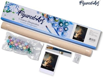 Figured'Art Paint by Numbers Kit for Adults Boat in The Storm 16"x20" - Craft Art Painting DIY Kit Rolled Canvas Without Frame - Image 5