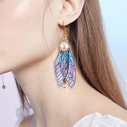 FASHEWELRY 50Pcs Resin Big Wing Charms Transparent Insects Wing Pendants Colorful Dragonfly Wings Hanging Charms with Gold Foil for Jewelry Making - Image 4