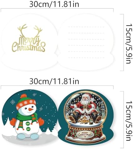 6 Pack 5D DIY Diamond Painting Xmas Snow Globe Greeting Card Kit, Diamond Art Birthday Holiday Greeting Card, Art Crafts Kit Creative with Envelope - Image 7
