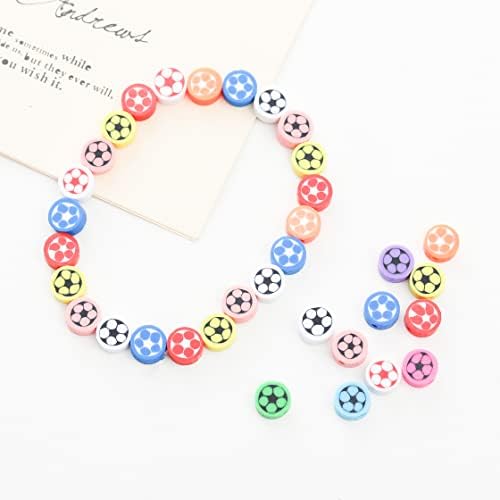 100pcs Football Polymer Clay Spacer Beads for Women Jewelry Making DIY Bracelet Necklace Hair Clip Accessories (Football) - Image 2