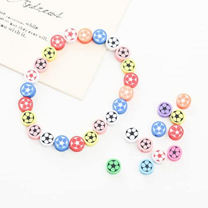 100pcs Football Polymer Clay Spacer Beads for Women Jewelry Making DIY Bracelet Necklace Hair Clip Accessories (Football) - Image 2