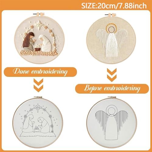 YOUDRN Nativity Scene Embroidery kit, Christmas Shepherds Embroidery Kits - Image 2