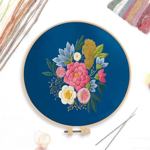 CREAWONDER Canvas Tote Bag Embroidery Kit with Pattern for Beginners, Arts and DIY Embroidery Crafts Kits for Adults, Include Instructions, Embroidery Hoops, Color Threads and Tool - Image 3