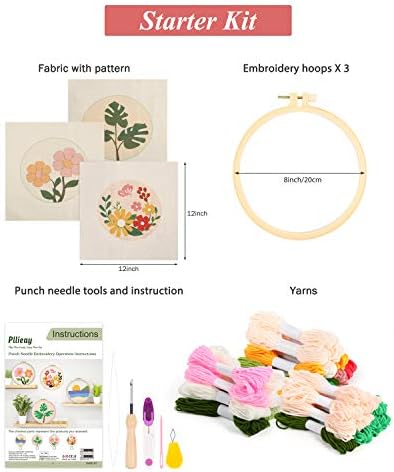 Pllieay 3 Set Punch Needle Embroidery Starter Kits Include Instruction - Image 3