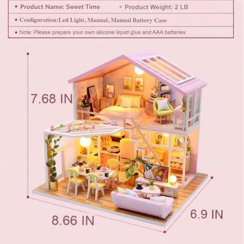 YSWOOD WORLD DIY Miniature House Kit for Adults, Mini House Kit with LED - Image 2