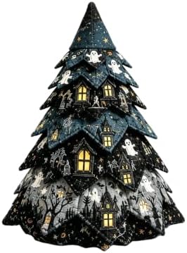 Halloween DIY Fabric Quilt Tree Sewing Kit, Spooky Mini Fabric Tree Craft Kit with Pumpkin Black Cat Pattern, Beginner Sewing Supplies, DIY Halloween Tabletop Ornament, Fall Home Decor Craft Gift - Image 2