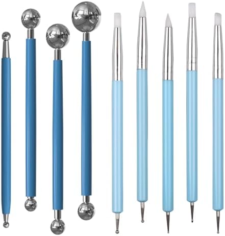 DIYOOHOMY 9 Pcs Polymer Clay Tools, Ball Stylus Silicone Sculpting Tools for Pottery Rock Dot Painting Nail Art Blending Clay Carving Ceramic Drawing DIY Craft Modeling by DIYOOHOMY