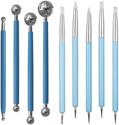 DIYOOHOMY 9 Pcs Polymer Clay Tools, Ball Stylus Silicone Sculpting Tools for Pottery Rock Dot Painting Nail Art Blending Clay Carving Ceramic Drawing DIY Craft Modeling by DIYOOHOMY