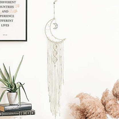 JeogYong Macrame Kit, DIY Moon Dream Catcher Macrame Kits for Kids & Adults Beginners, Includes Metal Hoop Rings Macrame Cord or More Craft Supplies and Materials for Bohemian Wall Decor Dreamcatcher - Image 3