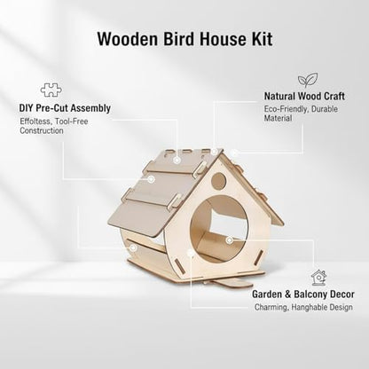 Syyavrrta DIY Wooden House Model Kit - Pre-Cut Natural Wood Craft for Home & Shelf Decor, Easy Assembly Project - Image 5