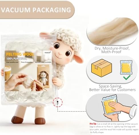 3.4oz Needle Felting Wool Creamed Corn for DIY Needle Craft Enthusiasts - Image 5
