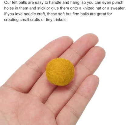 PATIKIL Wool Felt Balls Beads Wool Felting Pom 2cm 20mm Light Yellow for Home Crafts Handcrafts Project DIY Pack of 5 - Image 4