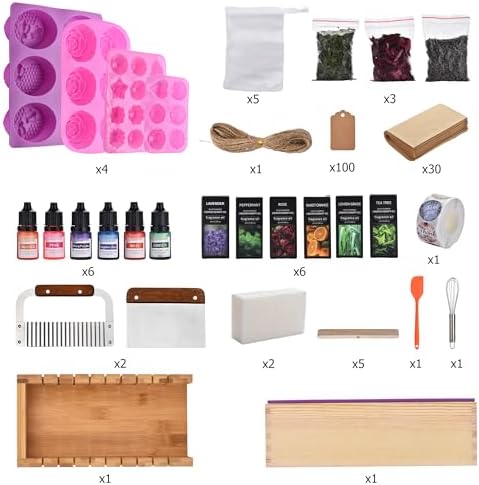Soap Making Kit for Adults All-in-One Soap Making Supplies Includes Melt & Pour Goat Milk Soap Base, Silicone Loaf Molds,Premium Cutting Box & 500+PCS DIY Handmade Soap - Image 2