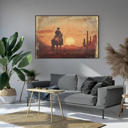 Western Cowboy Paint by Numbers Kit for Adults Framed Canvas Frameworkless - Image 2