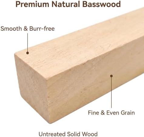 24Pcs Unfinished Basswood Blocks-0.8x0.8x4Inch Small Rectangular Wood Blocks for Detailed Carving, Miniature Models, Art Projects, Unfinished Linden Wood (0.8x0.8x4in,24PC) - Image 7