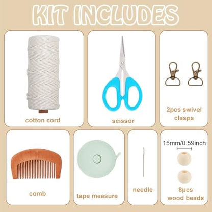 INFUNLY White DIY Macrame Bag Making Kit Boho Macrame Shoulder Bag with Tassels Macrame Knotting Tote Bag Kit for Adults Beginners Macrame Kit for Holiday with Video Instruction for Women Beach Gift - Image 2