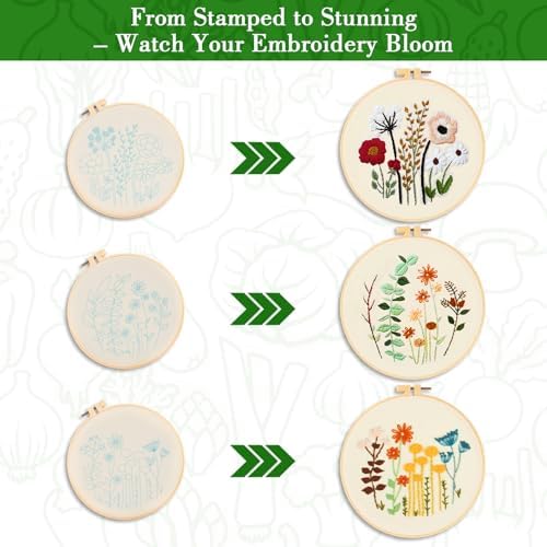 RAINFLOW 3 Pack Embroidery Kit for Beginners - Stamped Cross Stitch Kits - Image 5
