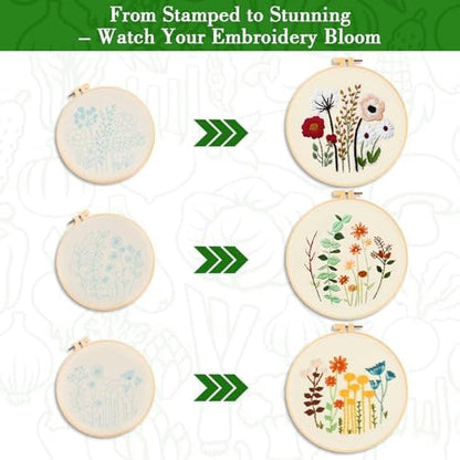 RAINFLOW 3 Pack Embroidery Kit for Beginners - Stamped Cross Stitch Kits - Image 5