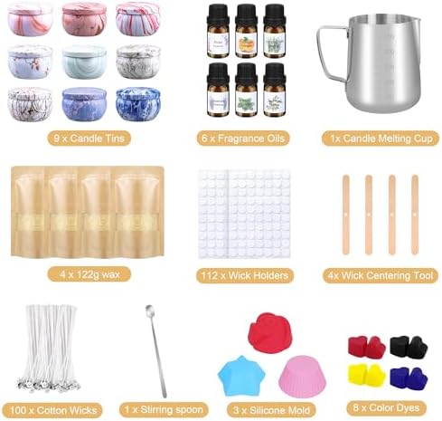 Candle Making Kits for Adults, Candle Making Supplies Accessory for Beginner, DIY Scented Candle with Beeswax, Essential Oil, Wicks, Wax Melting Pot, Moulds, Candle Jars, Dye, Make Your Own Candle - Image 2