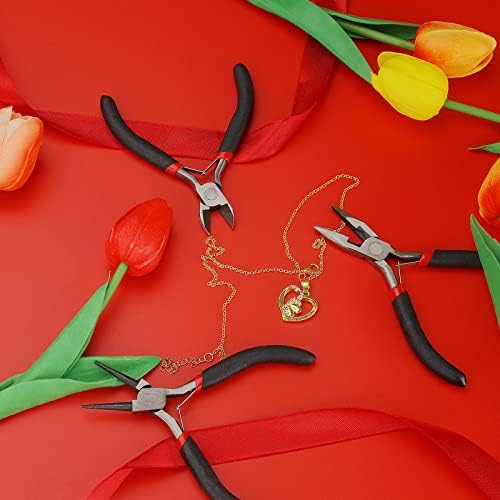 URSKYTOUS 4Pcs Jewelry Pliers Set Jewelry Making Pliers Tools Kit Include Jewelry Making Needle Nose Chain Nose Round Bent Pliers Wire Cutter for Bracelet Beading Craft Jewelry Making Supplies (Black) - Image 6