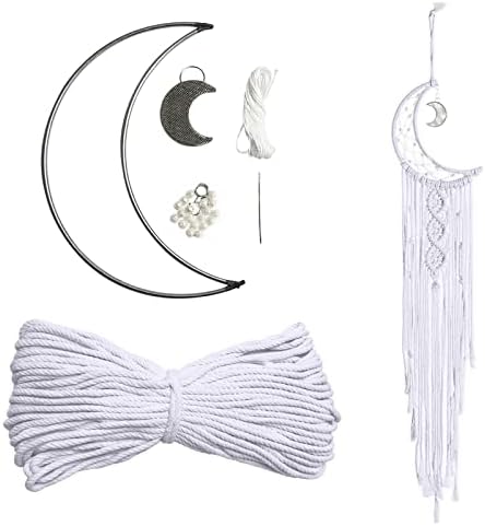 JeogYong Macrame Kit, DIY Moon Dream Catcher Macrame Kits for Kids & Adults Beginners, Includes Metal Hoop Rings Macrame Cord or More Craft Supplies and Materials for Bohemian Wall Decor Dreamcatcher by JeogYong
