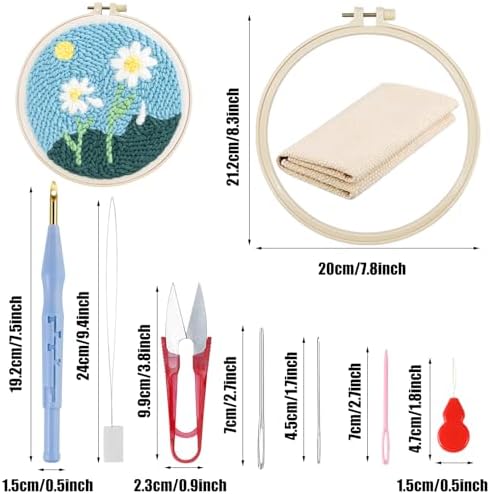 Woohome Punch Needle Kit Included Plastic Hoops, Punch Needle Cloth, Color Yarn and Punch Needle Tools for Adults, Beginners (9.Tulips and Chrysanthemums) - Image 6