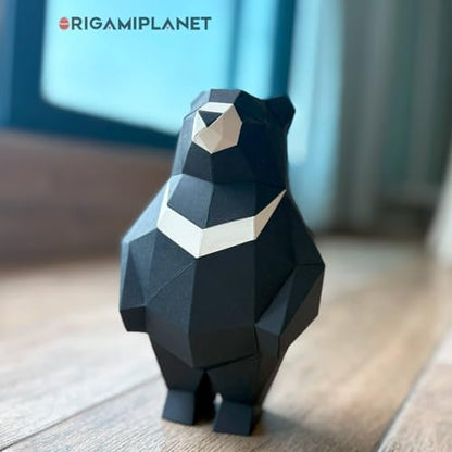 Black Bear 3D Origami Paper Craft Kit, Creative Handmade Paper Sculpture Art for Home Decor, Unique Pre-Cut DIY Cute Animal Models Origmai Papercraft Set, Present for Teens & Adults - Image 2