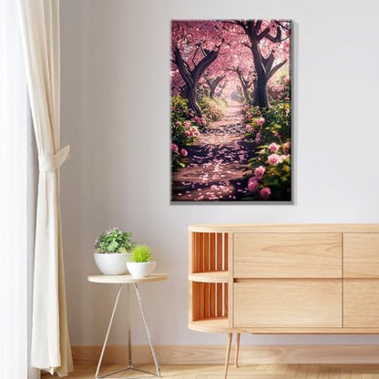 JOOZ Paint by Numbers Kit for Adults Landscape Paint by Number with Frame DIY Cherry Blossom Paint by Number with Easel Flowers Paint by Numbers Kit on Canvas for Gift Home Wall Decor 7.87x11.81 Inch - Image 7