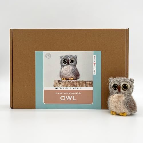 Bergin & Bath Needle Felting Kit, Owl. Make a Sweet Little owl with This Planet Friendly Craft kit for Adults and Teens. by BerginBath
