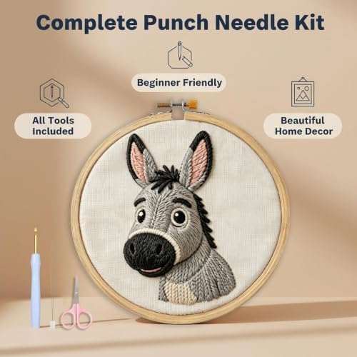 AohaiNova Punch Needle Kit for Adult Beginners,Punch Needling Set Donkey - Image 2