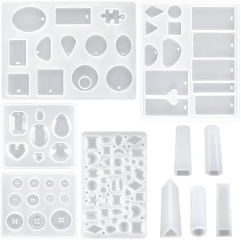 Suhome 73 Pack Resin Earring Mold Jewelry Silicone Resin Molds Making Kits Including Earring, Pendant, Bracelet, Necklace, Button Silicone Casting Molds for Beginners by SuhomeResinMoldsBeads