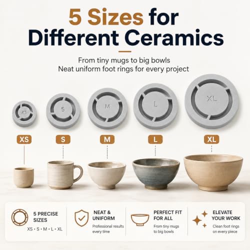Pottery Foot Ring Tool,5 Pack Ceramic Base Aligner Press Template - Image 2
