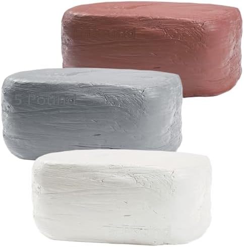 ReArt Air-Dry Clay 15LB wih 3 Colors White, Gray & Terra Cotta 5lb Each- Ideal for Beginners and Advanced Sculptors All-Purpose Modeling Clay (White, Gray & Terra Cotta) by ReArt