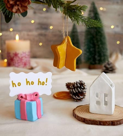 Pott’d Christmas Deluxe Pottery Kit – Includes Air Dry Clay for Adults, Christmas Themed Tools, Paints, Brushes, Stamps, How-to-Guides | DIY Christmas Decoration, Beginner-Friendly Clay Kit - Image 7