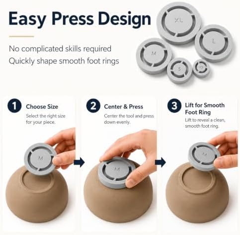 Pottery Foot Ring Tool,5 Pack Ceramic Base Aligner Press Template - Image 5
