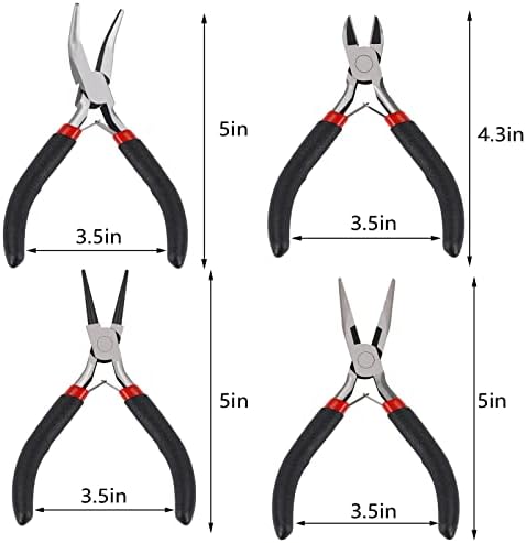 URSKYTOUS 4Pcs Jewelry Pliers Set Jewelry Making Pliers Tools Kit Include Jewelry Making Needle Nose Chain Nose Round Bent Pliers Wire Cutter for Bracelet Beading Craft Jewelry Making Supplies (Black) - Image 4