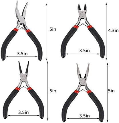 URSKYTOUS 4Pcs Jewelry Pliers Set Jewelry Making Pliers Tools Kit Include Jewelry Making Needle Nose Chain Nose Round Bent Pliers Wire Cutter for Bracelet Beading Craft Jewelry Making Supplies (Black) - Image 4