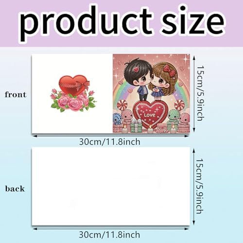 POETRYDRAW 6 Pack 5D DIY Diamond Art Painting Valentine DIY Greeting Card Kit, Diamond Birthday Holiday Greeting Card, Art Crafts Kit Creative with Envelope - Image 7