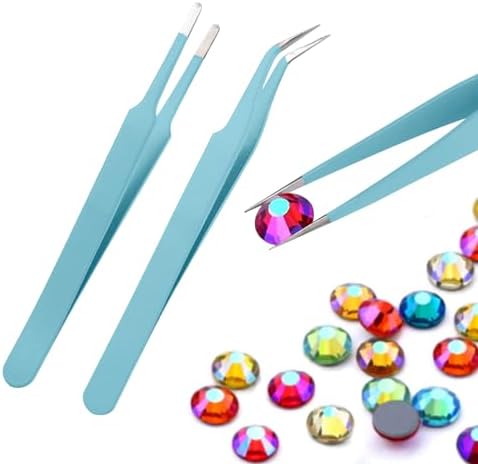 11 Pcs Silicone Resin Mold Tools Set Stirring Needle Spoon Tool Tweezers Precision Kit, Anti-Static Electronics Tweezers Set for Resin Art Crafts,Jewelry Making,DIY Epoxy Casting Molds-Rose Red & Cyan - Image 5