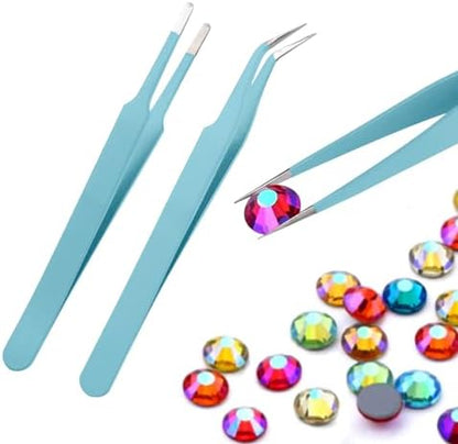 11 Pcs Silicone Resin Mold Tools Set Stirring Needle Spoon Tool Tweezers Precision Kit, Anti-Static Electronics Tweezers Set for Resin Art Crafts,Jewelry Making,DIY Epoxy Casting Molds-Rose Red & Cyan - Image 5