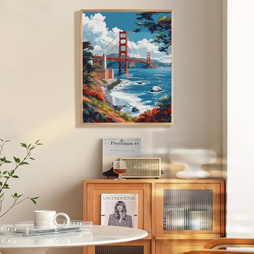 Paint by Numbers Kit for Adults Beginner 16x20 Inch, Golden Gate Bridge - Image 2