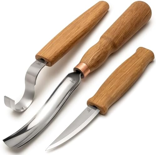 BeaverCraft Wood Carving Knives Kit Spoon Carving Tools S14 - Spoon Hook Knife Wood Carving Chisels Set Bowl Gouge - Whittling Knives Whittling Kit for Beginners - Hobby Knife Set by BeaverCraft