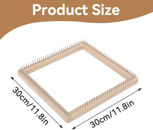 HERCHR Wooden Knitting Loom, Square Pin Loom Wooden Weaving Blanket Maker Wooden Loom Frame Weaving Loom for DIY Weaving Chunky Blanket Beginner Children Adults, 30 * 30cm - Image 2
