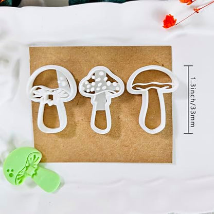 Xaekicr 3pcs Mushroom Clay Cutters – Polymer Clay Cutters for Earrings, Textured Clay Molds, Clay Tools for Polymer Clay Jewelry Making - Image 2
