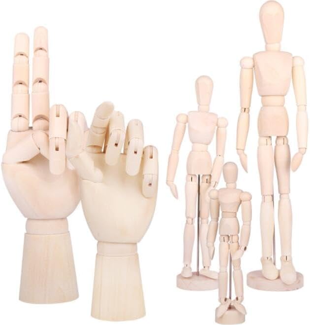 ZXZCTTC 2Pack 12 Inches Tall Wooden Mannequins of Men and Women Artist Mannequins with Stand Ornaments - Great for Painting or Tabletop Decoration