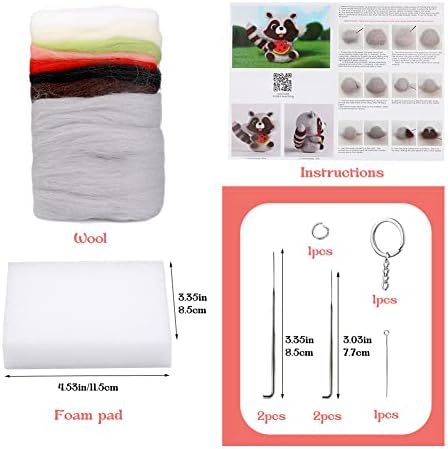 JUPEAN Needle Felting Kits for Beginners Adult Wool Felting kit Raccoon - Image 2