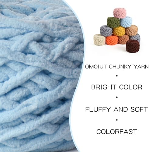 3 Pack Pack Plush Chenille Chunky Yarn 100g (49.2yd) - Fluffy Velvet Yarn Crochet for Blanket Knitting and Crocheting - Baby Yarns for Crocheting Soft - Amigurumi Yarns (Lake Blue) - Image 2