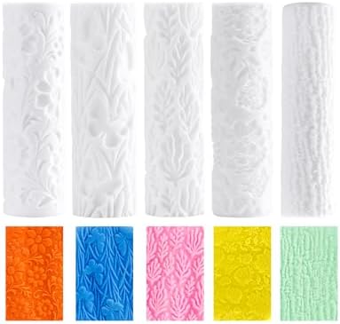 UCEC 5 Pcs Polymer Clay Texture Roller Set for Jewelry Making 3.15" Tools by UCEC